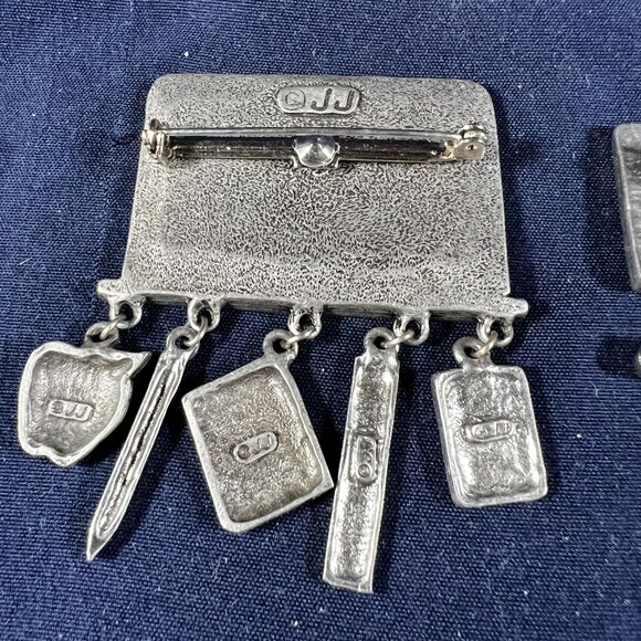 Vintage Teacher Brooch Set: JJ School Charms & Spoontiques #1 Teacher Pewter Pin - Picture 4 of 5